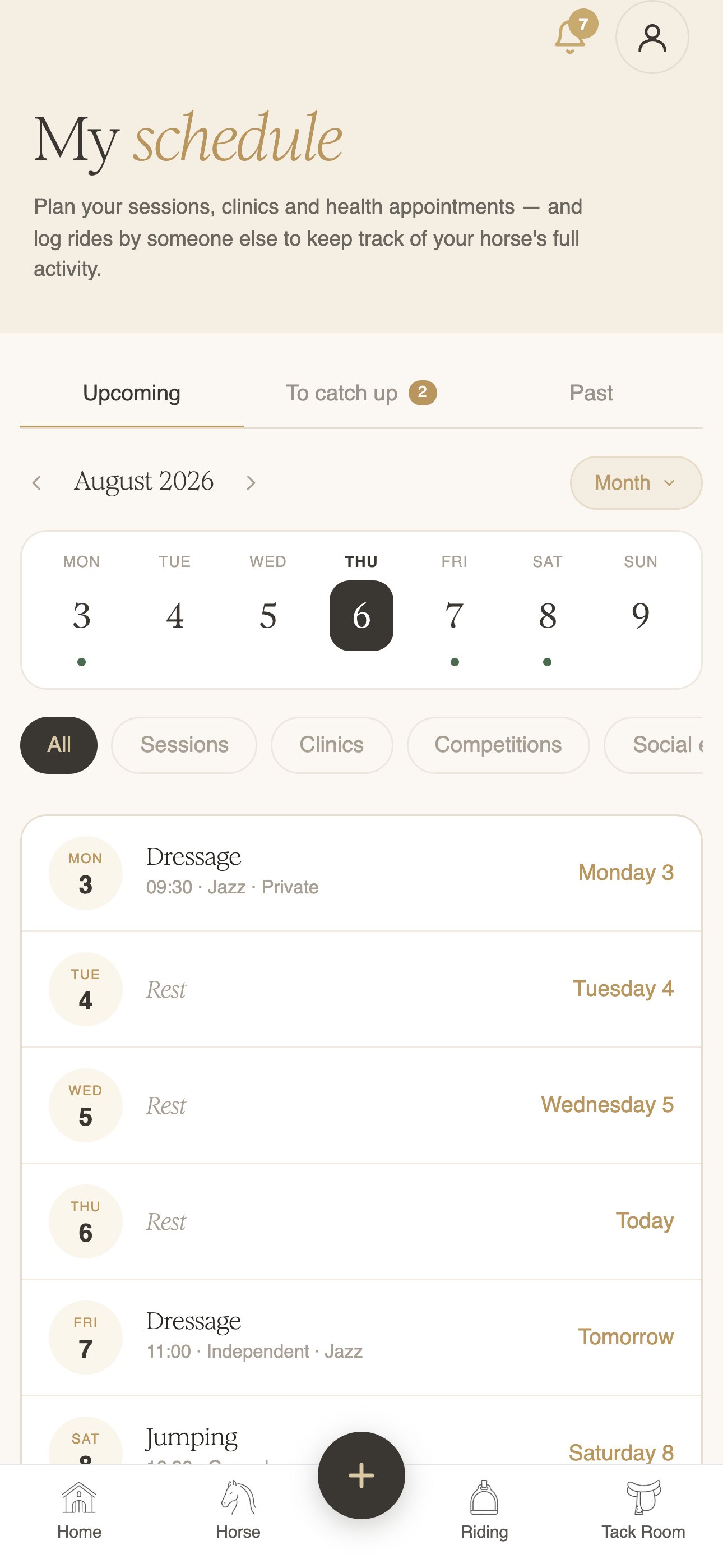 Schedule of upcoming sessions